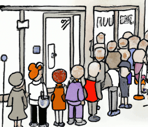 customers waiting in a queue