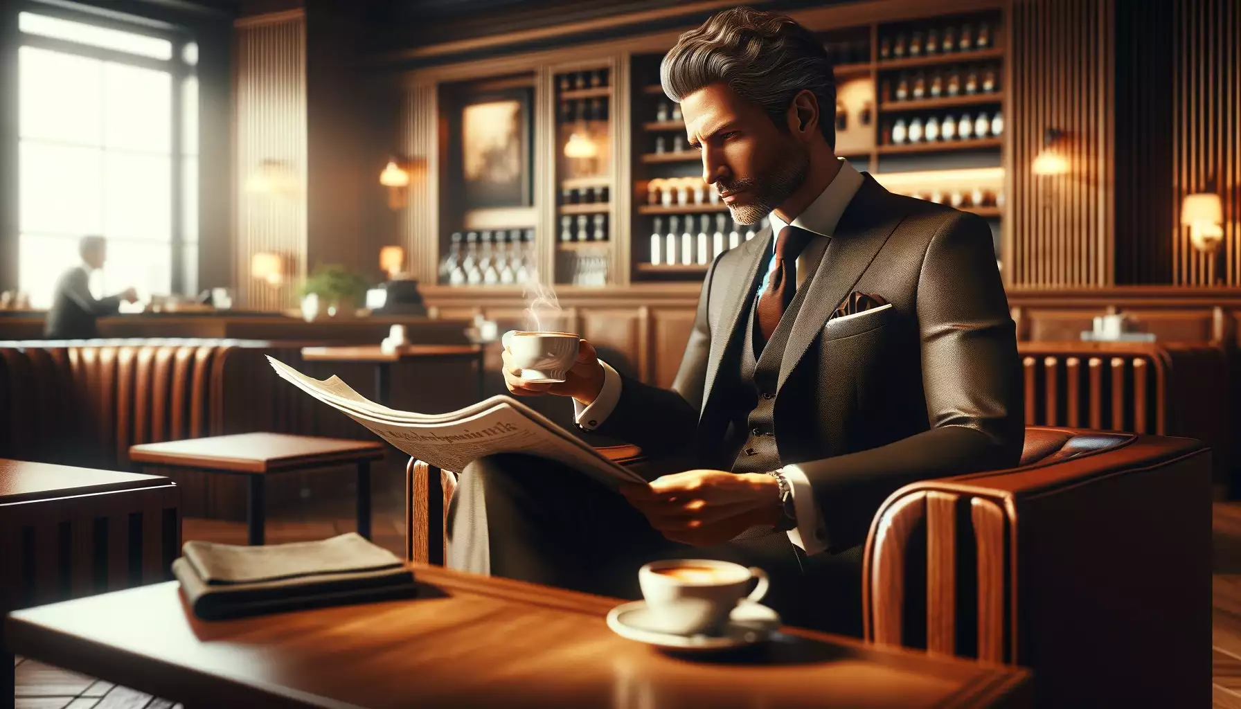 man in an elegant caffee