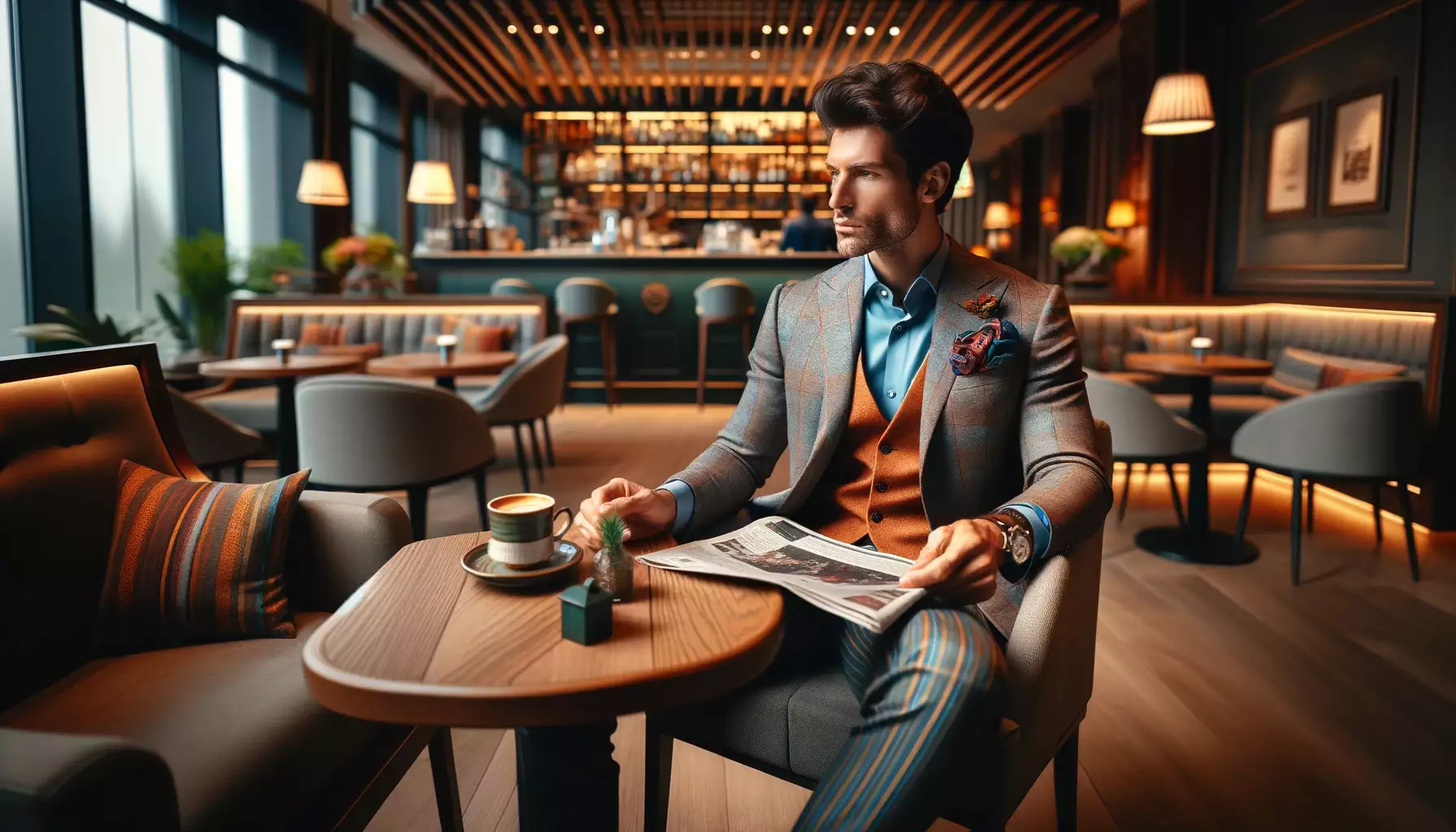 man in an elegant caffee