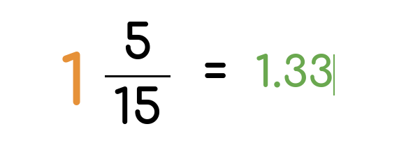 Mixed number to decimal